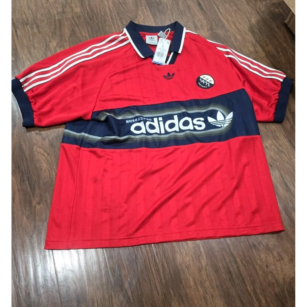 Vitg 1972 Adidas Shirt New Size Large Usa Red White Blue With The 3 Stripes